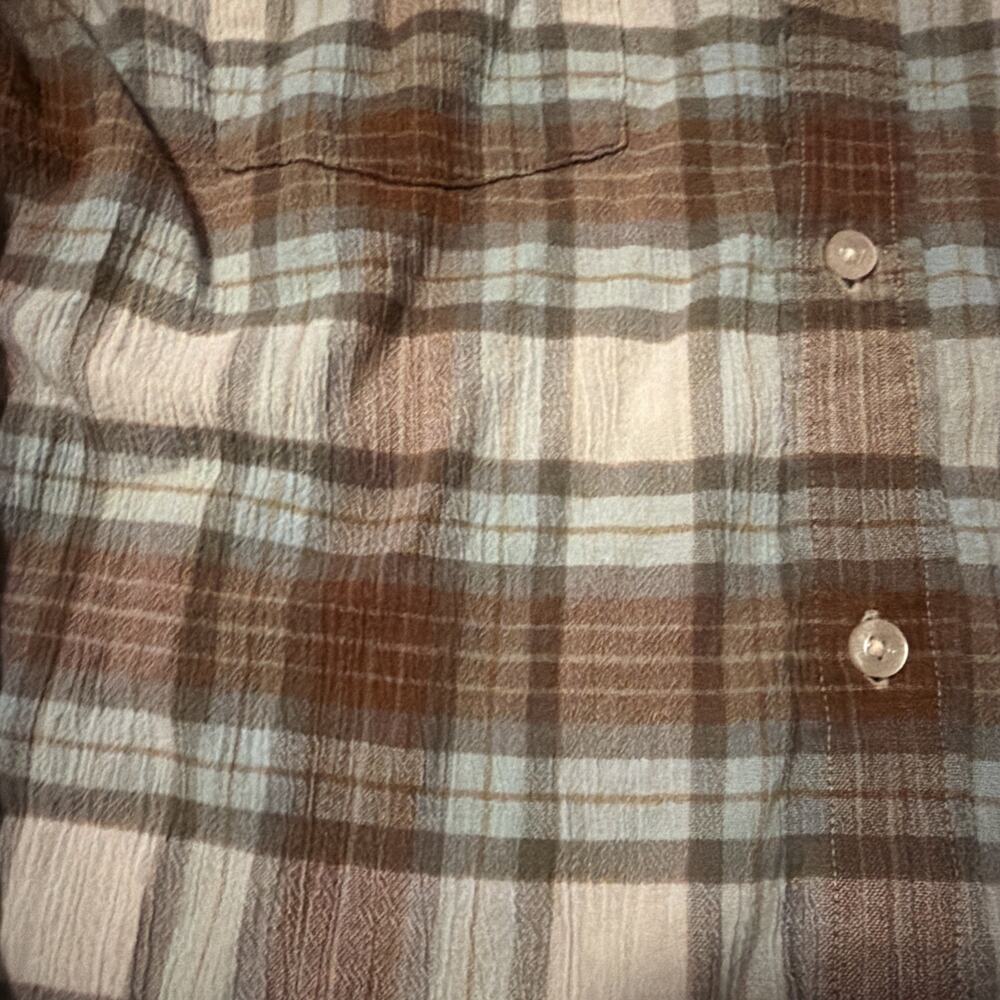 Patagonia Organic Cotton Button Shirt Men's Large Blue Brown Plaid Preppy Causal - Picture 6 of 9